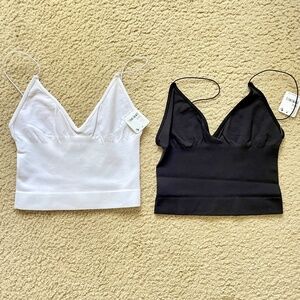 Free people TWO Top Tanks White and Black Size M/L NWT